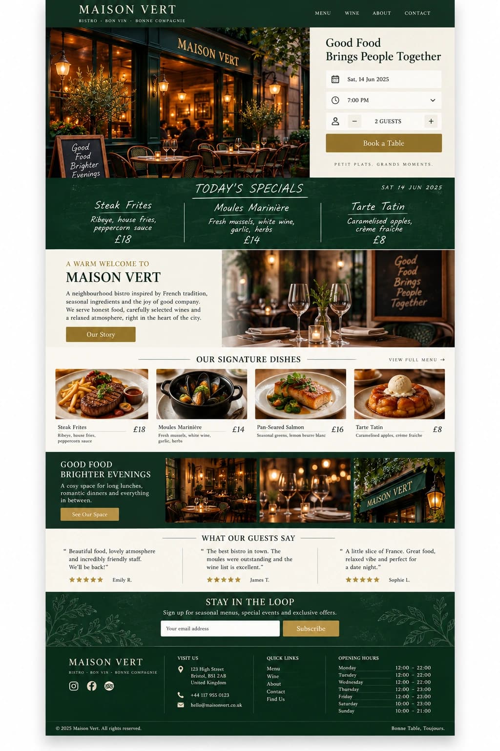 Restaurant Bistro Box full page preview